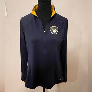 Milwaukee Brewers Performance Quarter Zip Pullover Navy & Gold